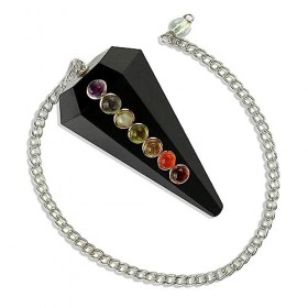 Jet International Pendule de chakra tourmaline énergisée en forme de cône facetté de qualité supérieure A ++ Crystal Therapy 