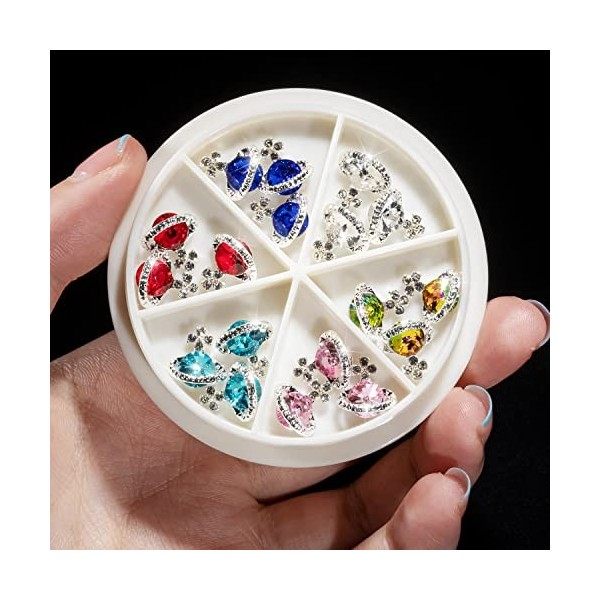 Noverlife 36PCS Planet Nail Art Charms, 3D Saturn Shaped Nail Crystal Diamonds, Multi Colors Sparkle Nail Art Rhinestones, Sh