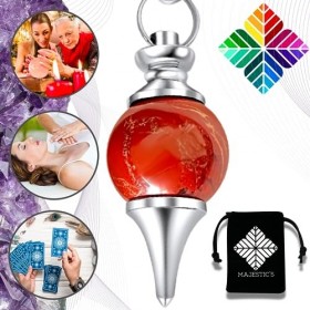 Pendule divinatoire de Radiesthésie en JASPE ROUGE – Pendule Sephoroton en Pierre Naturelle de Jaspe Rouge – 14 GR [𝐆𝐀𝐑𝐀𝐍𝐓𝐈𝐄 