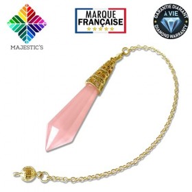 Pendule Divinatoire en QUARTZ - Pendule de Radiesthésie en Pierre Naturelle en Forme de CONE – Laiton Doré