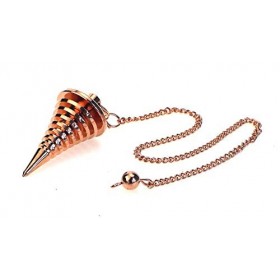 Pendule rainurée conique 36 mm, laiton plaqué cuivre sur chaîne avec boule de poignée, pendule pendule de gravité Pendentif P