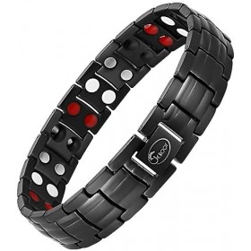 JEROOT Bracelet Magnetique,Bracelets Magnétiques Titane Magnetique Bracelet Homme Lien libre +Suppression 3500 Gauss