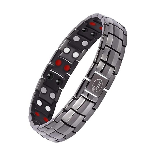 JEROOT Bracelet Magnetique,Bracelets Magnétiques Titane Magnetique Bracelet Homme Lien libre +Suppression 3500 Gauss