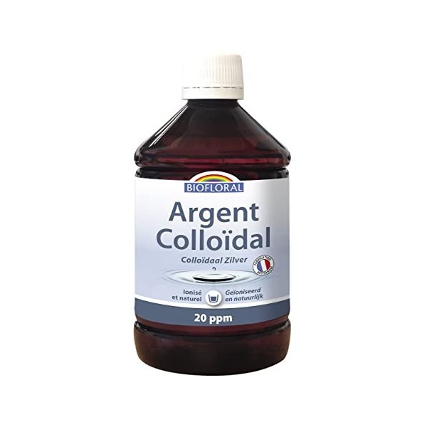 BIOFLORAL - Argent Colloidal 20 PPM - Protection Naturelle - Épiderme Sain - Fabrication Française - 500ml