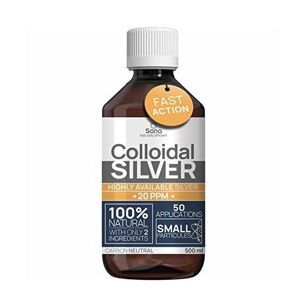 Argent Colloïdal 20PPM 1000 ml ● Solution bio disponible Haute Efficacité Certifiée ● Liquide 100% Naturel ● Pour Famille & A