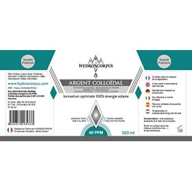 Argent Colloïdal 40 PPM ● 500 mL ● 100% Naturel ● Ionisation optimale 100% énergie solaire ● Fabriqué en France ● Protections