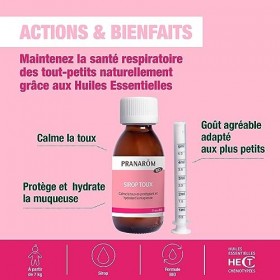Pranarôm PranaBB Sirop Toux Bio, Calme la toux en protégeant et hydratant la muqueuse, 120 ml