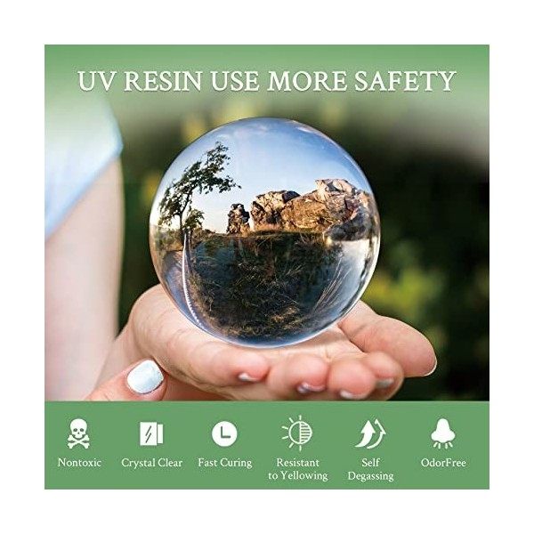 Résine UV-2X100ML Résine époxyde transparente en cristal transparente UV-led résine non-toxique avec lampe UV pour résine mou