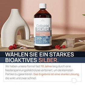 Argent Colloïdal 25 PPM 1000ML ● Solution Liquide Bio Disponible ● Liquide 100% Naturel ● Produit Neutre en Carbone