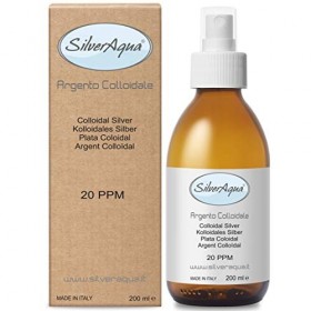 SilverAqua® Argent colloïdal 20 PPM - 200 ml - 100% Naturel - LA SEULE avec fréquence 432 Hz.