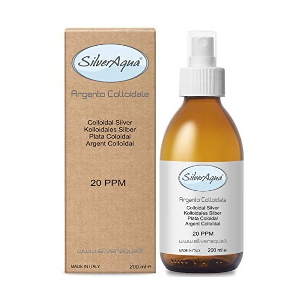 SilverAqua® Argent colloïdal 20 PPM - 200 ml - 100% Naturel - LA SEULE avec fréquence 432 Hz.