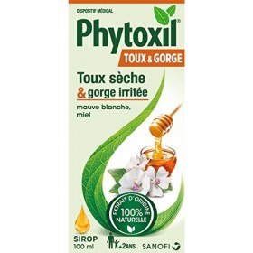 Phytoxil Toux et Gorge - dispositif médical – sirop 100ml - soulage la toux sèche – apaise la gorge irritée – Mauve blanche -