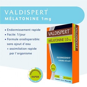 VALDISPERT - Complément alimentaire sommeil mélatonine - Endormissement rapide - Programme 50 nuits - 50 comprimés orodispers