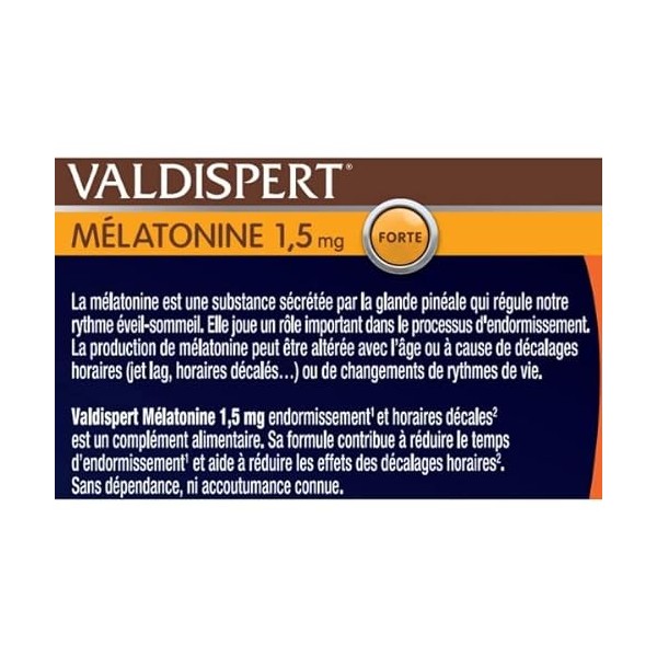 VALDISPERT - Complément alimentaire sommeil mélatonine - Endormissement rapide - Programme 50 nuits - 50 comprimés orodispers