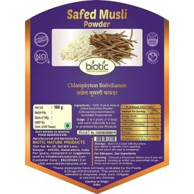 SMED Biotic Poudre de musli naturelle sûre Chlorophytum borivilianum Poudre de racine de Musali Safed Musali – Swet Musli C