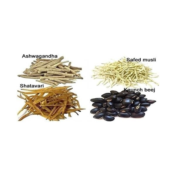 SMED Shatavar, Safed Musli, Kaunch Beej & Ashwagandha Combo Pack [25 g chacun] 100 g 