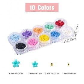 KINBOM Fleur 3D Ongle, 10 Boîtes Colorées Flower Nail Art avec Bling Or et Blanc Perles Nail Art Fleur de Cerisier, Strass Ac