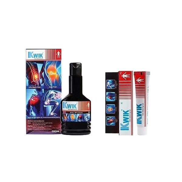 LOGY KWIK Combo de soulagement de la douleur avec cannelle et huile de mahanarayan | Huile et gel ayurvédiques pour soulager