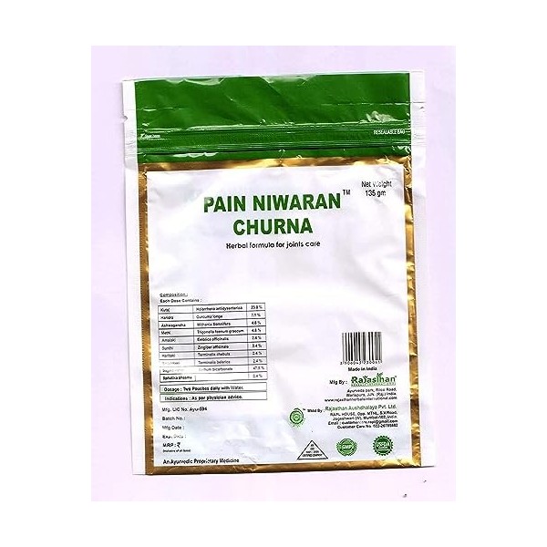 LOGY herbals Pain Niwaran Churna pour la santé des articulations, jaune, 135 g