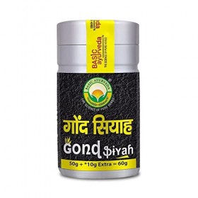 LOGY Basic Ayurveda Gond Siyah Kala Gond – Produit pur et naturel à base de plantes | pour les douleurs articulaires 60 g 