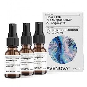 Avenova Lot de 3 vaporisateurs nettoyants pour paupières et cils – Spray nettoyant quotidien doux à lacide hypochloreux et s