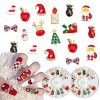 NICENEEDED 2 Boîtes 24Pcs Charmes DOngles de Noël, 3D Christmas Tree Santa Claus Chaussettes Elk Nail Strass, Décorations de