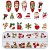 NICENEEDED 2 Boîtes 24Pcs Charmes DOngles de Noël, 3D Christmas Tree Santa Claus Chaussettes Elk Nail Strass, Décorations de