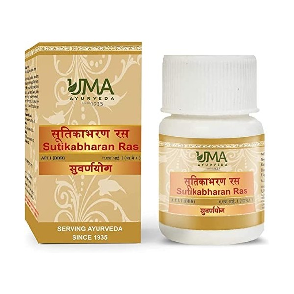 AOZA UMA AYURVEDA Sutikabharan Ras comprimés avec or et argent || Lot de 10 comprimés || Médecine ayurvédique