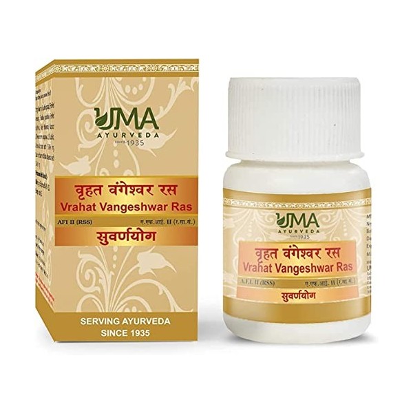 AOZA UMA AYURVEDA Vrahat Vangeshwar Ras comprimés avec or et argent || Lot de 10 comprimés || Médecine ayurvédique