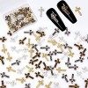 NICENEEDED 80Pcs Punk Métal Croix Nail Art Charms, Décorations DOngles Croix Squelette Vintage 3D, Rétro Nail Art Bijoux Hal