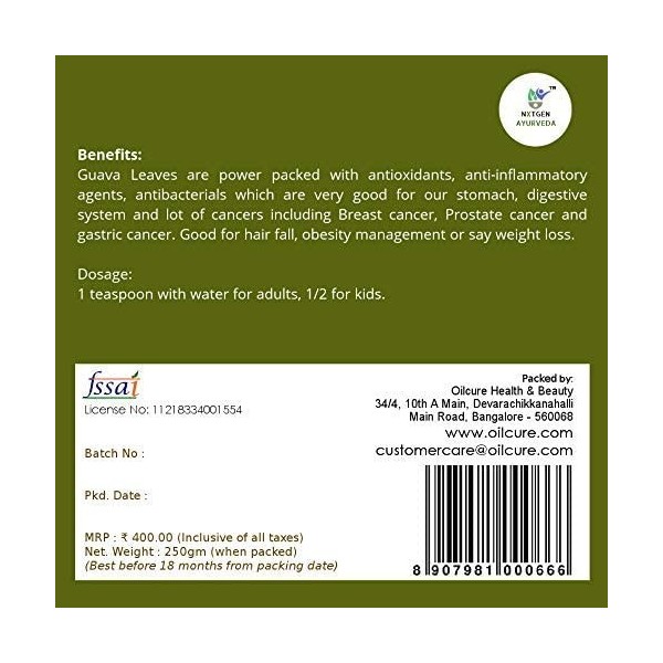 AOZA Nxtgen Poudre de feuille de goyave ayurveda pour la santé – 250 g