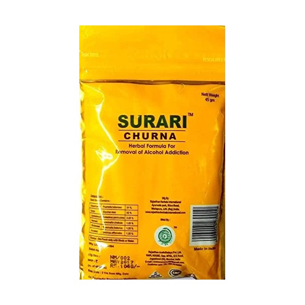 CROV Rajasthan Herbals Surari Churna pour déaddiction dalcool – 45 g [ayurvédique]