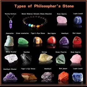 Purpledi 21pcs Ensemble de Cristaux de Guérison naturels, Pierre Brute Brute Naturelle pour Kits de Guérison en Cristal