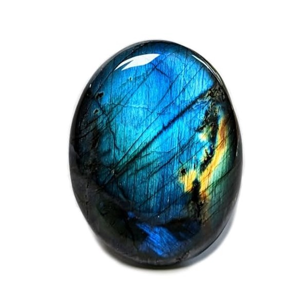 Labradorite Pierre de Paume Naturelle, Galet 100% Artisanal & Fait-main de Haute Qualité & Ethique pour Lithothérapie, Bien-ê