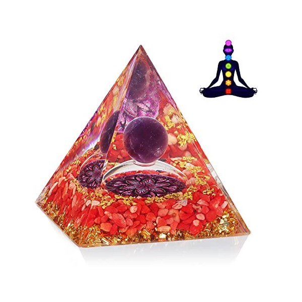 Orgonite Pyramide Pierre de Guérison - Pierre dOeil de Tigre et Pyramide de Cristal de Vie dArbre Symbolise la Percée de Ca