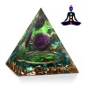 Orgonite Pyramide Pierre de Guérison - Pierre dOeil de Tigre et Pyramide de Cristal de Vie dArbre Symbolise la Percée de Ca