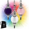 Vibratis - Lot de 3 Pendules Divinatoires de Radiesthésie en Cristal de Roche, Quartz Rose & Améthyste [𝐒𝐚𝐭𝐢𝐬𝐟𝐚𝐢𝐭 𝐨𝐮 𝐑𝐞𝐦𝐛𝐨𝐮𝐫𝐬