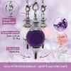 Vibratis - Lot de 3 Pendules Divinatoires de Radiesthésie en Cristal de Roche, Quartz Rose & Améthyste [𝐒𝐚𝐭𝐢𝐬𝐟𝐚𝐢𝐭 𝐨𝐮 𝐑𝐞𝐦𝐛𝐨𝐮𝐫𝐬