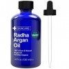 Radha Beauty huile dargan biologique certifiée USDA 120mL, Huile de support de ricin pressée à froid avec compte-gouttes et 