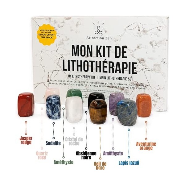 KIT DEBUTANT LITHOTHERAPIE | MON COFFRET DE 10 MINERAUX | EBOOK Offert | Collection de 10 PIERRES NATURELLES