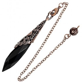 KYEYGWO Pierre de Pendule de Divination Obsidienne, Pendentif Pendule en Cristal Reiki Avec Chaîne