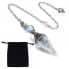 SUNNYCLUE 7 Chakra Pendule Guérison Cristal Pierres Précieuses Radiesthésie Pendule Collier avec Pinces de Homard et Sacs en 