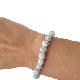 Garaulion Bracelet Howlite Pierre Naturelle 6mm Lithothérapie | Sérénité & Apaisement Howlite 