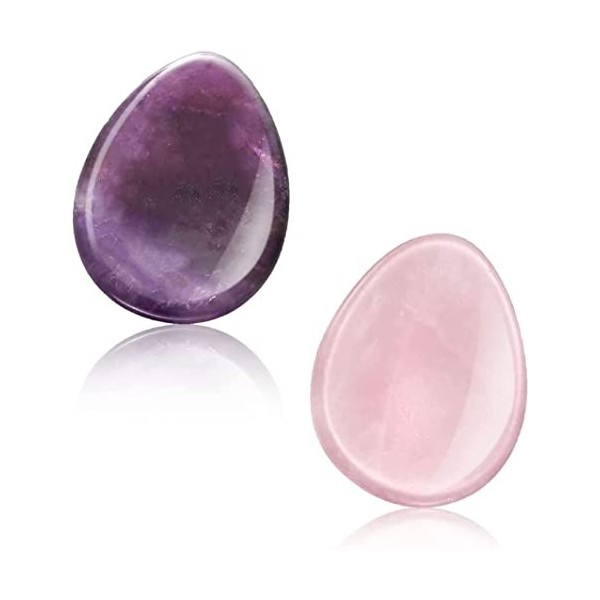 2 paquets de pierre de souci pour lanxiété, ensemble de cristaux de guérison naturels en quartz rose et améthyste, pierre de