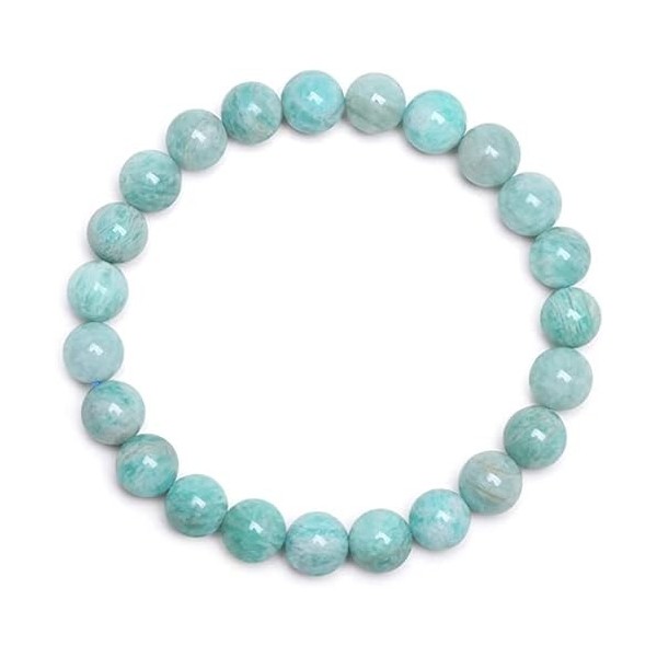 SJK Bracelet «anti-stress» en Amazonite naturelle, Diamètre perles : 8 mm. avec sachet cadeau offert 