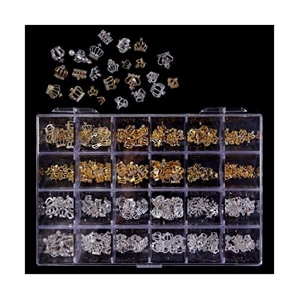 24 grilles 3D Nail Art Artisanat Strass DIY Nail Designs Crystal Gems Dangle Manucure Nail Bijoux Alliage et Résine Bijoux po