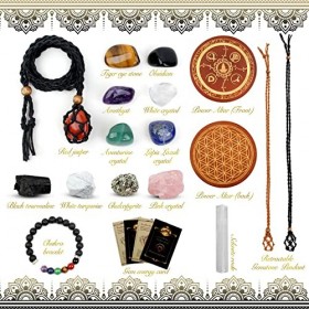 Yunoun Ensemble de cristaux de guérison naturels,7 pierres de chakra,quatre pierres de puissance,sélénite,bracelet chakra,cri