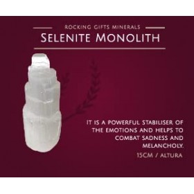 ROCKING GIFTS Petit monolithe de sélénite Blanc Naturel, Cascade de cathédrale de Gratte-Ciel Eisberg Torre avec Base denv. 