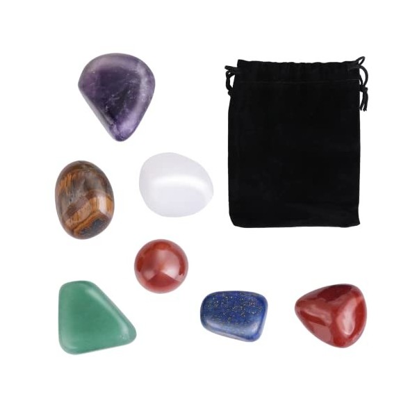 cobee Ensemble de cristaux de guérison chakra 7 pièces Pierres Chakra Cristaux de Guérison Pierres précieuses naturelles pour