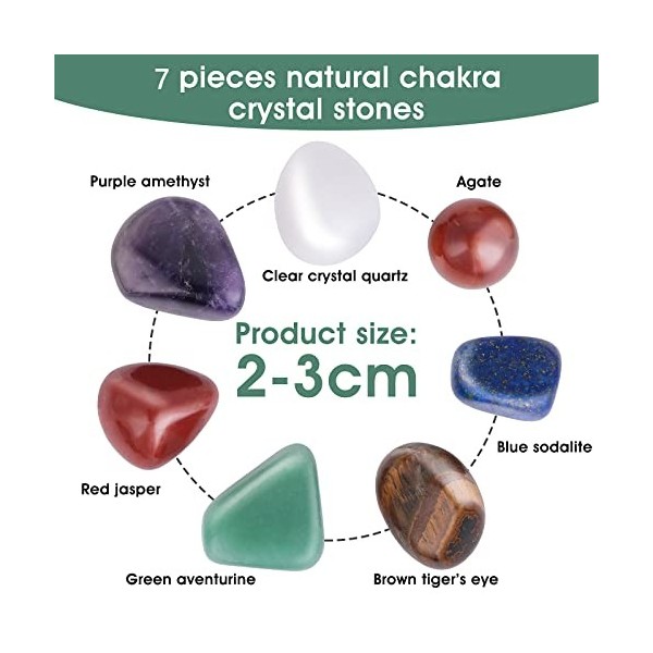 cobee Ensemble de cristaux de guérison chakra 7 pièces Pierres Chakra Cristaux de Guérison Pierres précieuses naturelles pour